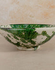 Handmade Tamegroute Bowl - Green (Half-Glazed Splatter)