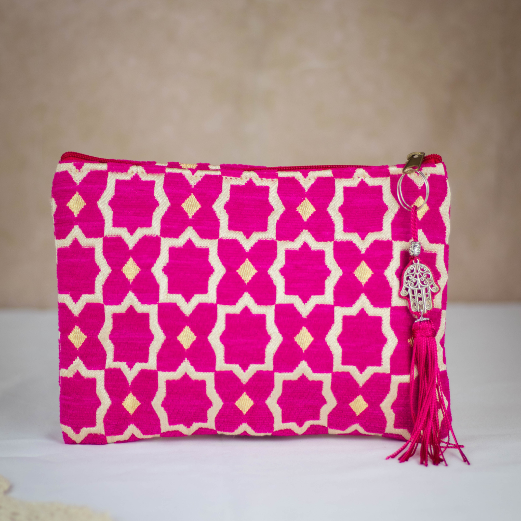 Tassel Clutch in Fuchsia - Sleek Party Purse with Zip