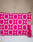 Tassel Clutch in Fuchsia - Sleek Party Purse with Zip