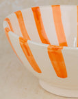 Handmade Moroccan Ceramic Bowl - Orange Stripes