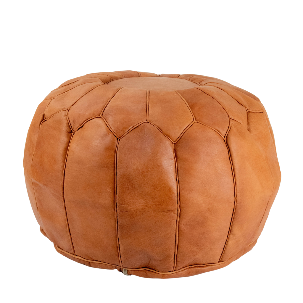 Moroccan Leather Pouffe Natural Tan