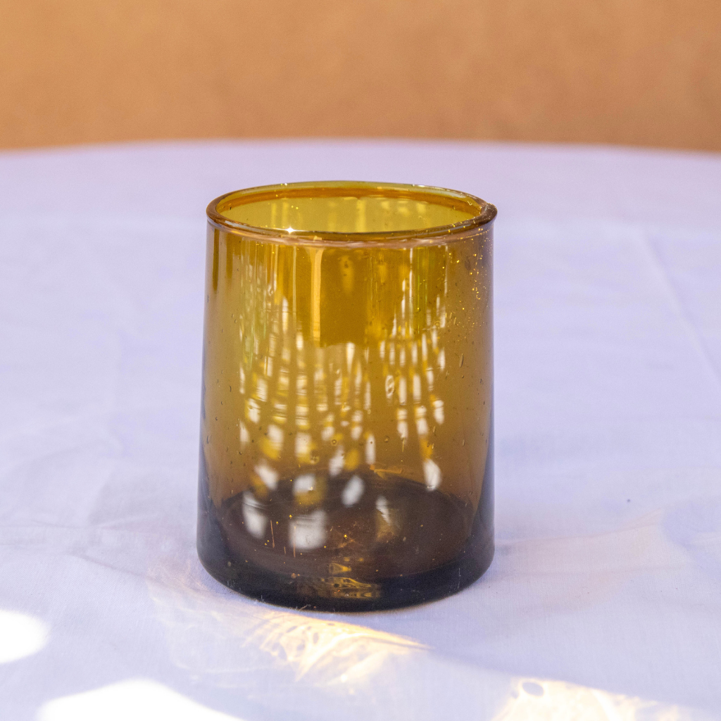 Handblown Amber Beldi Tumbler/Highball Glass – Authentic Moroccan Glassware