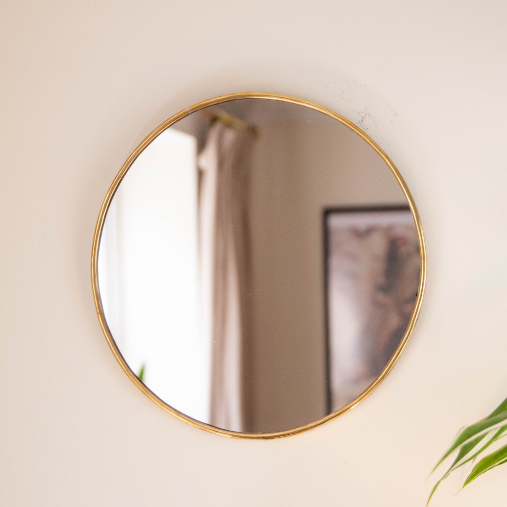 Moroccan Handcrafted Brass Mirror: Round