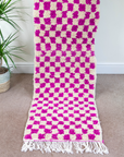 Moroccan Handmade Checkerboard Rug Runner - Checkered Rug Runners 238cm x 57cm (Dally)