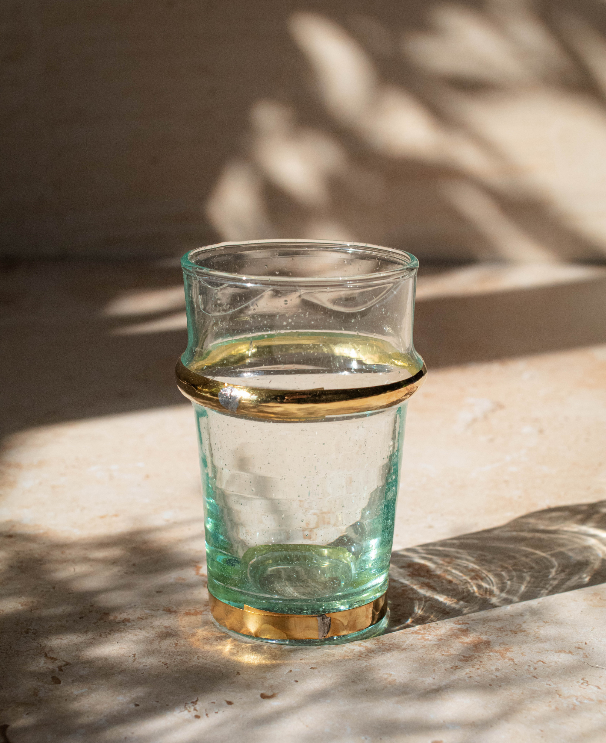 Recycled Moroccan Beldi Clear Tea Glasses Set