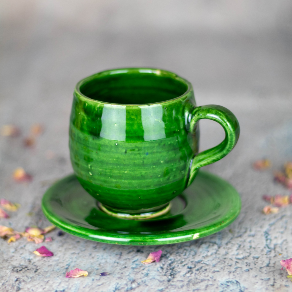 Tamegroute Pottery Coffee Saucer Cup Set