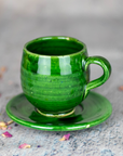 Tamegroute Pottery Coffee Saucer Cup Set