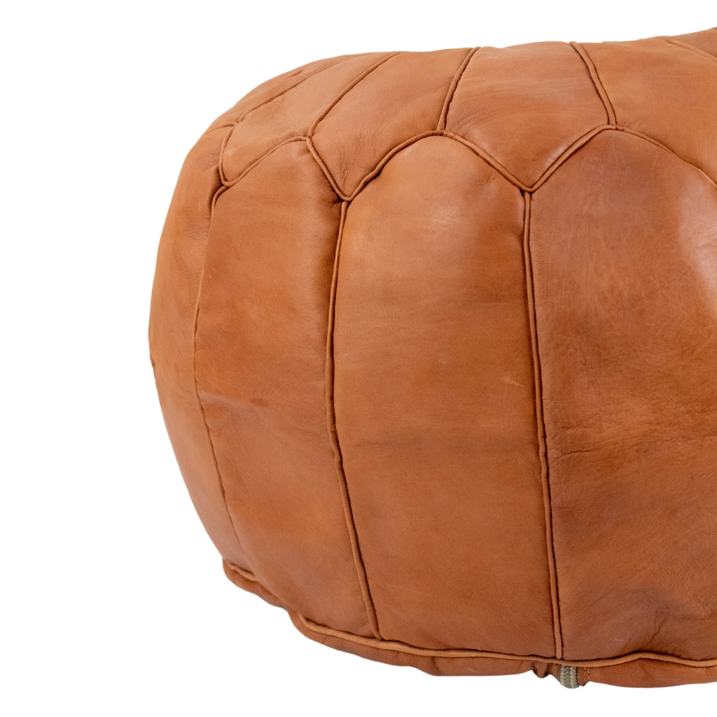 Moroccan Leather Pouffe Natural Tan