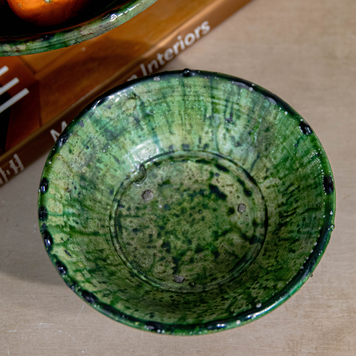 Handmade Tamegroute Green Pedestal Bowl – Scalloped Rim