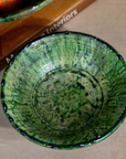 Handmade Tamegroute Green Pedestal Bowl – Scalloped Rim