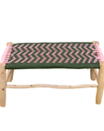 Moroccan wooden bench with braiding cord