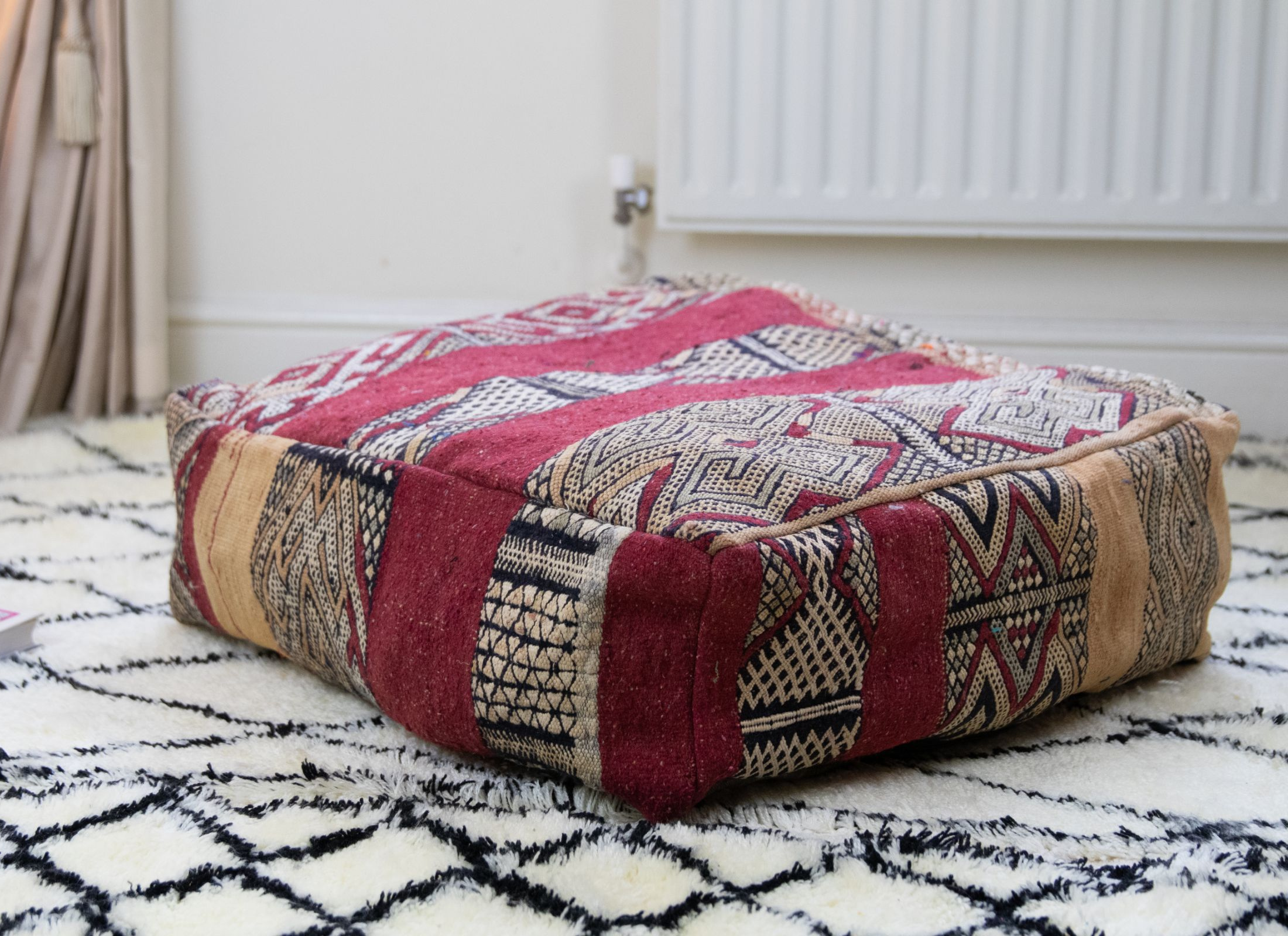 Handmade Moroccan Floor Cushions, Ottomans, and Poufs for Unique Home Décor (Yasmin))