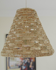 Braided Palm Cone Suspension - Natural and Handcrafted Lighting - Fiber Ceiling Pendant- Boho-Chic Light
