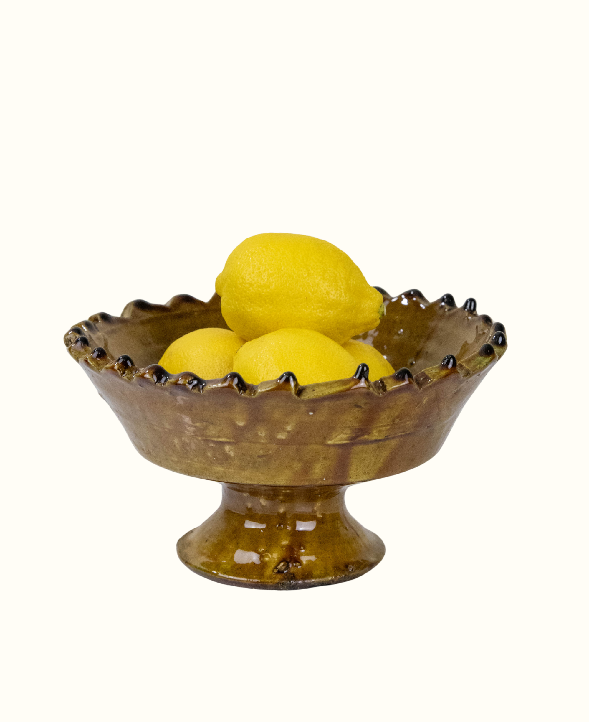 Moroccan Tamegroute Green Glazed Pedestal Bowl – 20cm