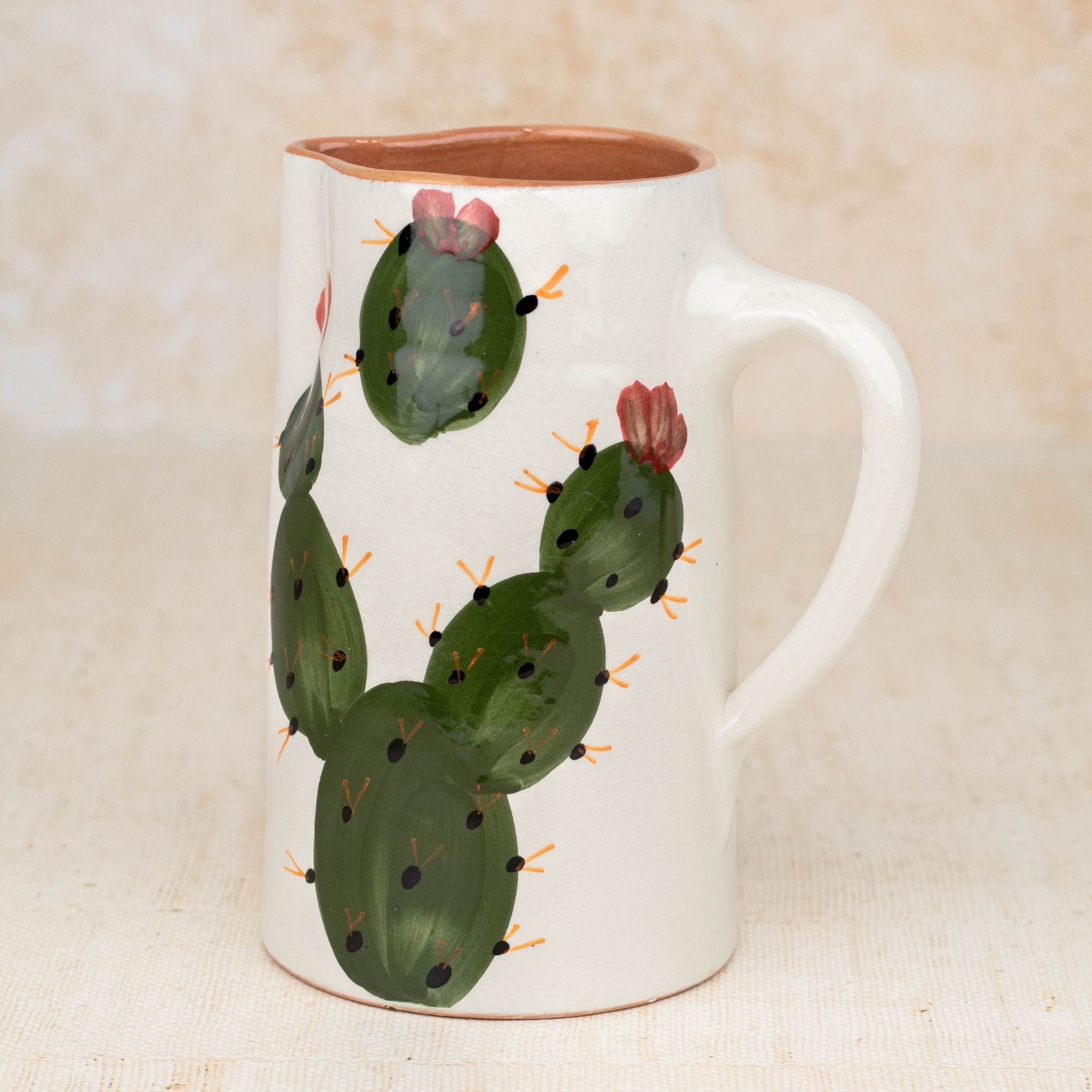 Moroccan Handmade Cactus Ceramic Pitcher