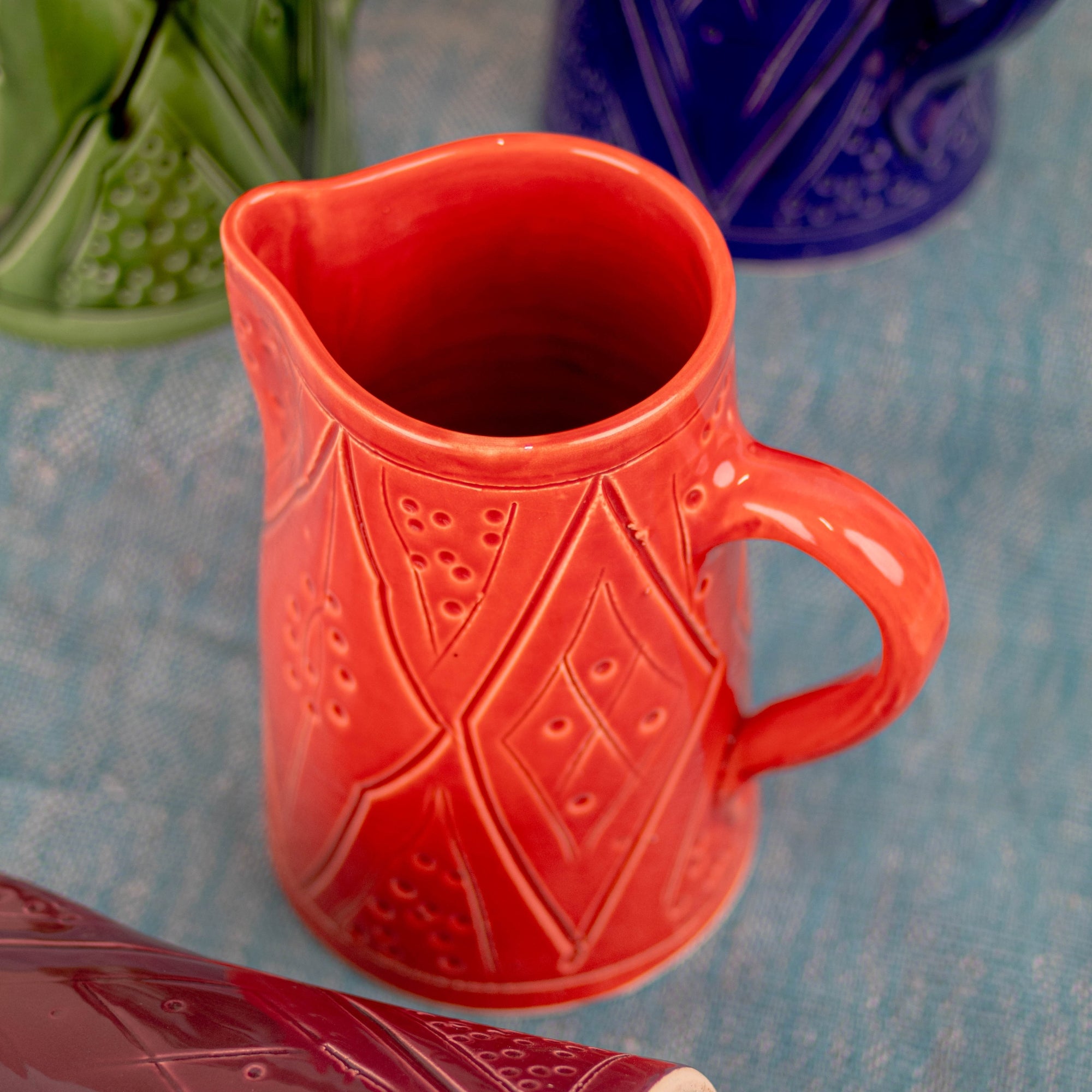 Handmade Moroccan Carved Pitcher - 