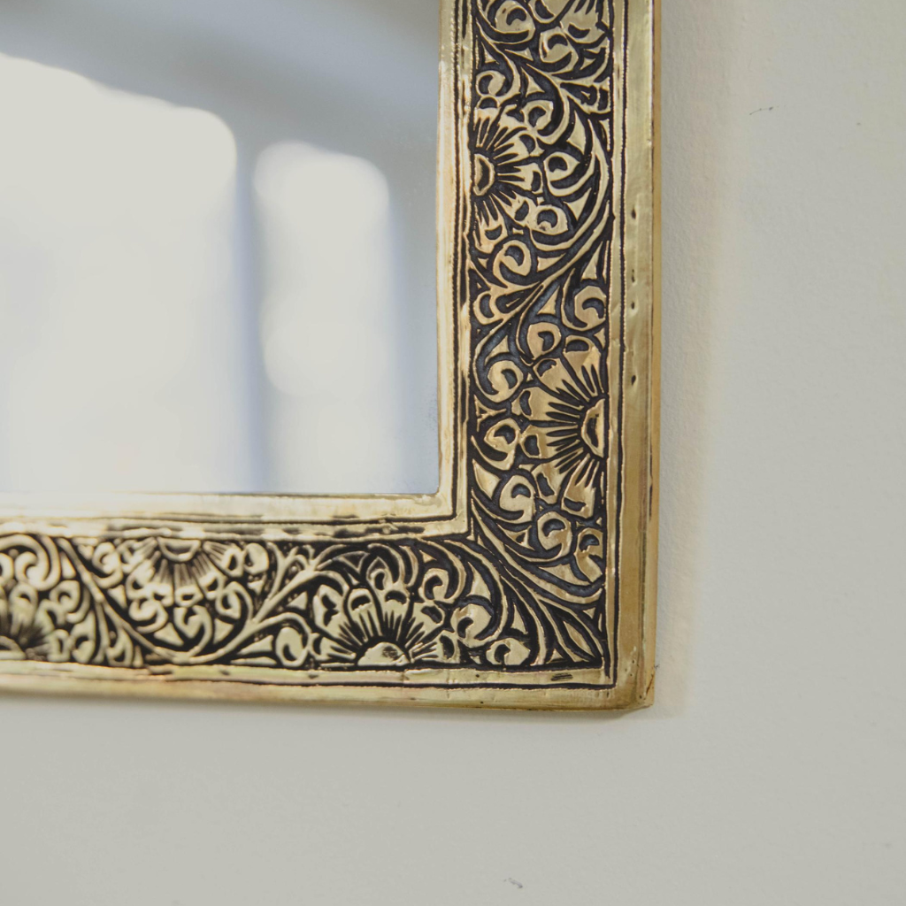 Luxe Moroccan Handcrafted Brass Mirror