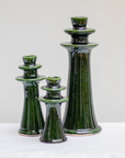 Handmade Tamegroute Shaded Green Candlestick Holder