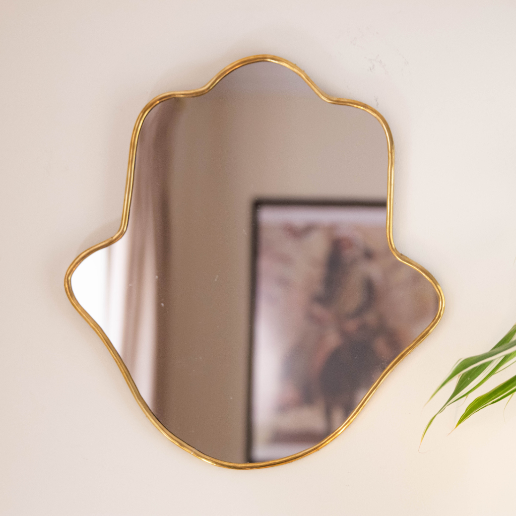 Moroccan Handcrafted Brass Mirror - Fatima Hand