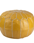 Moroccan Leather Pouffe Mustard