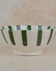 Handmade Moroccan Ceramic Bowl - Green Stripes