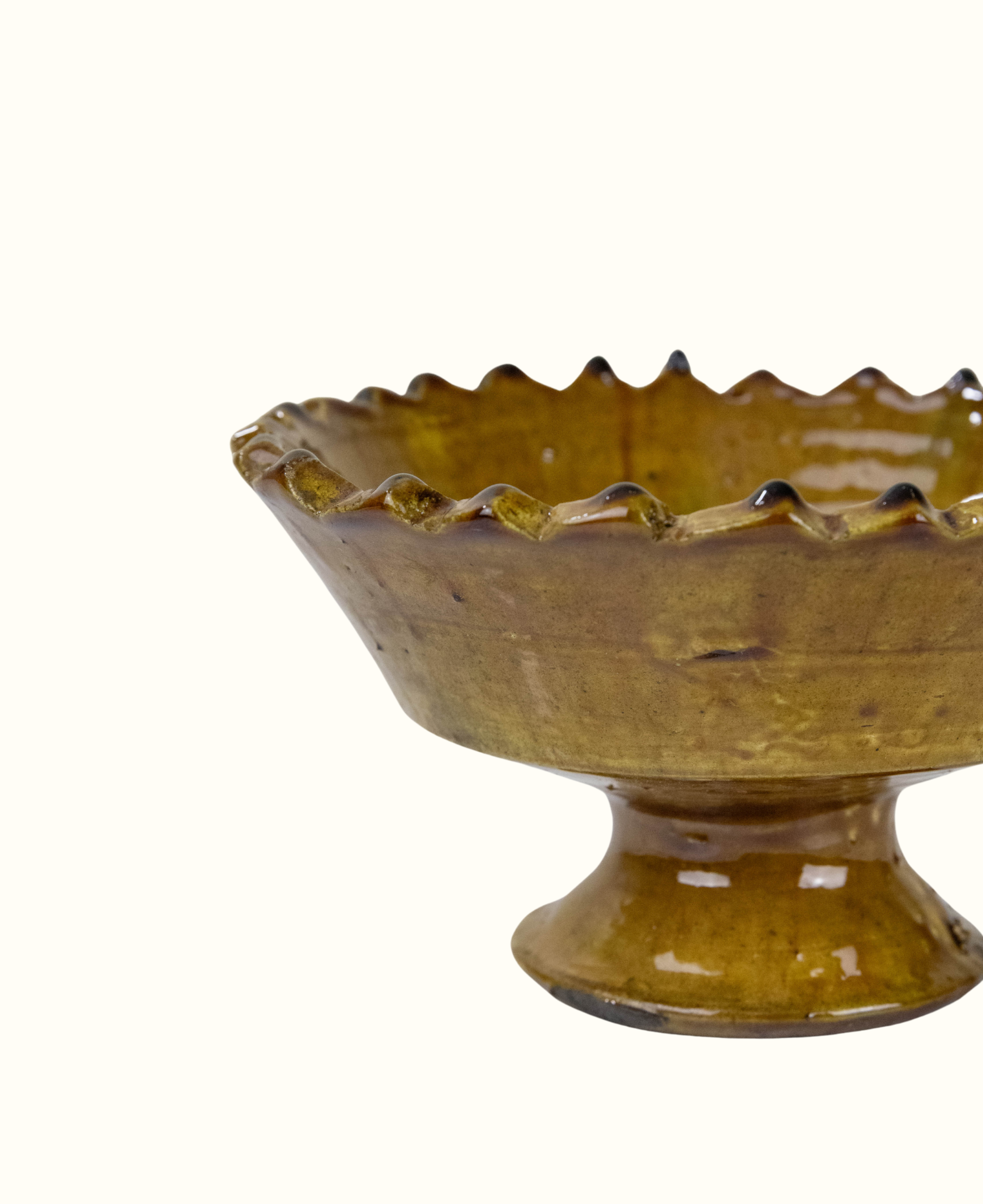 Moroccan Tamegroute Green Glazed Pedestal Bowl – 20cm