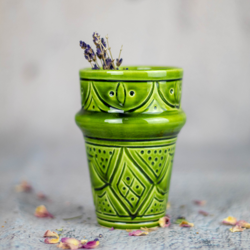 Moroccan Hand Painted Pottery Tumbler Mug 