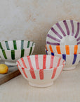 Handmade Moroccan Ceramic Bowl - Red Stripes