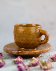 Handmade Moroccan Pottery Espresso Set: Artisan Crafted, Rustic Coffee Cups, Earthy Tones, Ergonomic Design, Glaze Finish- Coffee Lover Gift