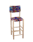 Moroccan handmade bar stool with boucherouite