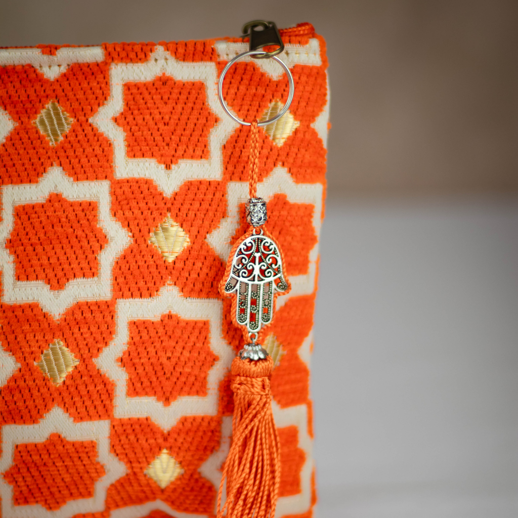 Tassel Clutch in Orange - Sleek Party Purse with Zip