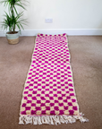 Moroccan Handmade Checkerboard Rug Runner - Checkered Rug Runners 238cm x 57cm (Dally)