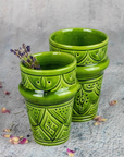 Moroccan Hand Painted Pottery Tumbler Mug 