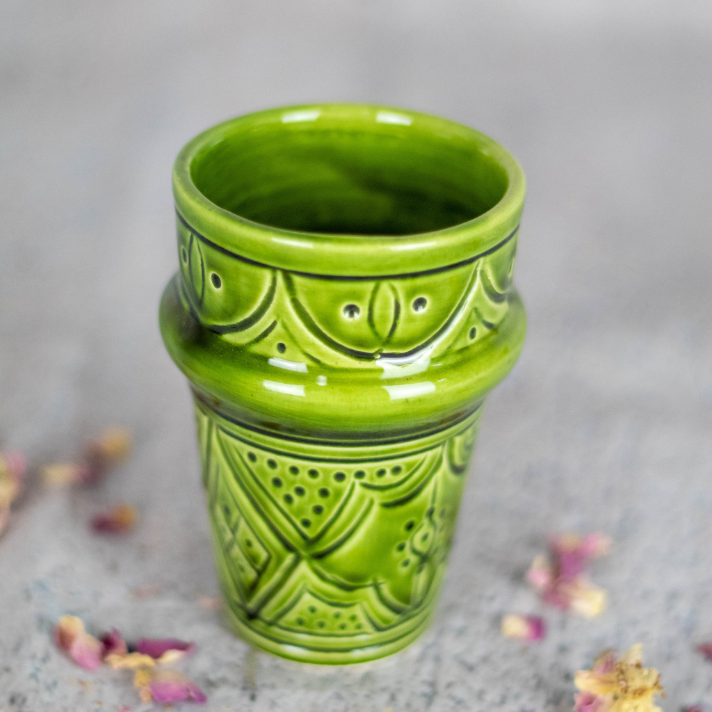 Moroccan Hand Painted Pottery Tumbler Mug 