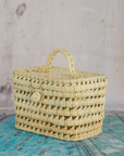 Moroccan Wickerwork Palm Leaf Storage Basket - Wicker Storage Baskets - Home Decor 