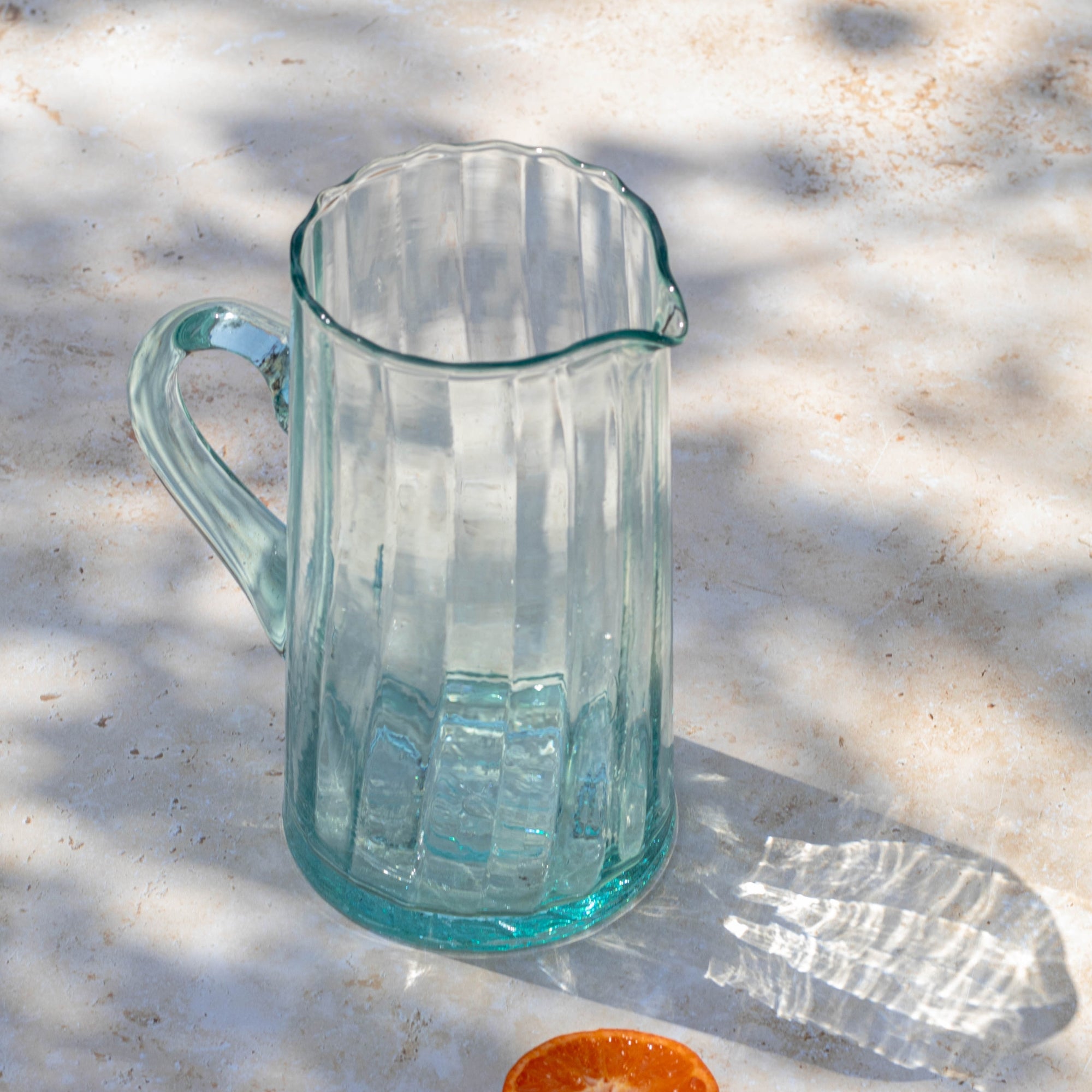 Beldi Water Jug – Handmade Moroccan Mouth-Blown Recycled Glass – 1L