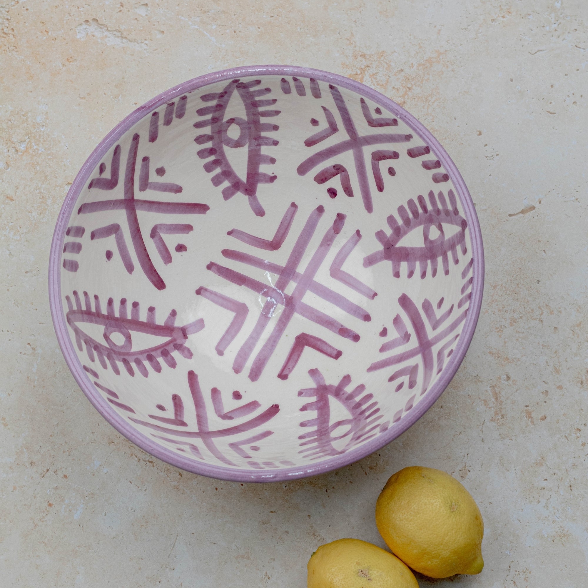 Handmade Moroccan Berber Eye Pedestal Bowl - Purple
