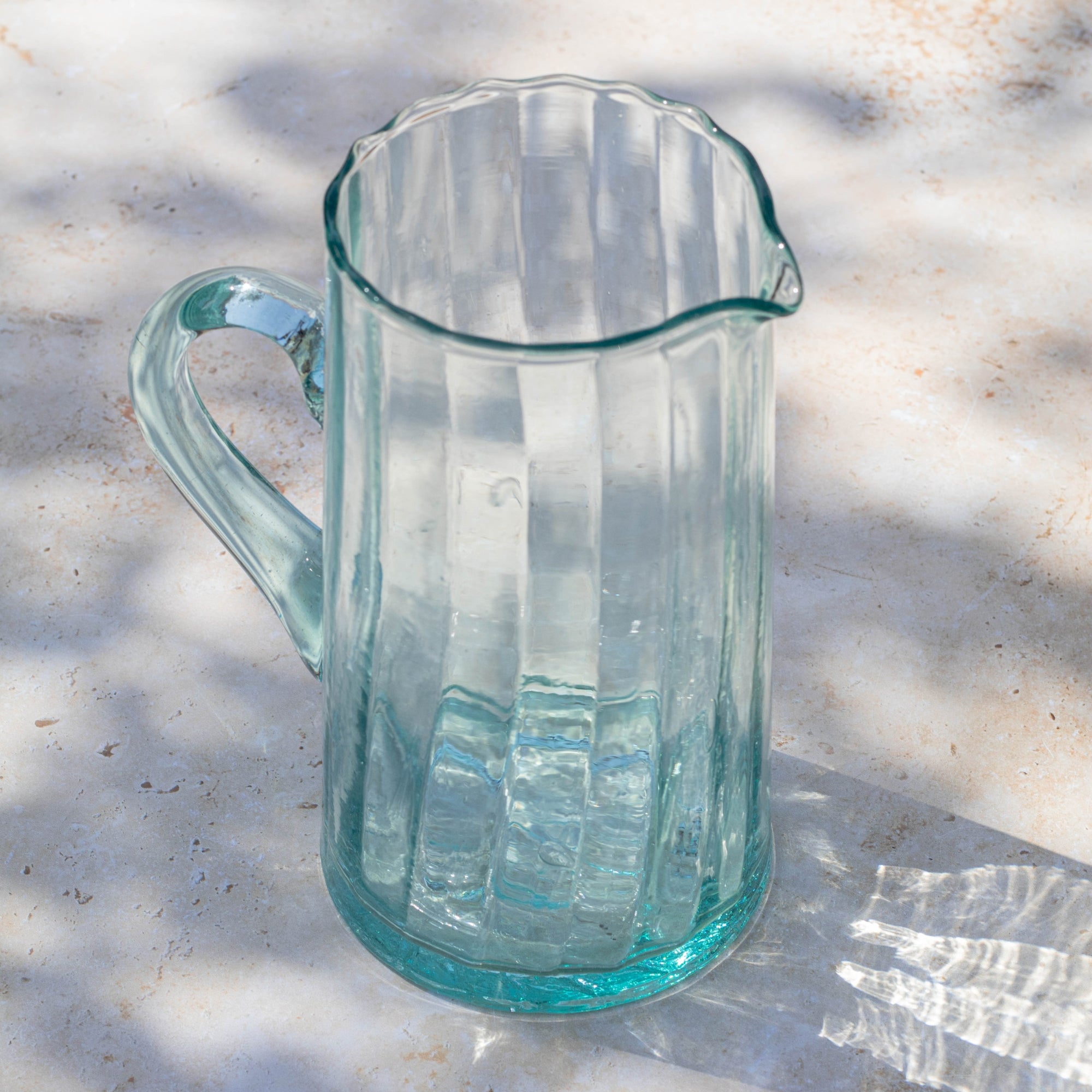 Beldi Water Jug – Handmade Moroccan Mouth-Blown Recycled Glass – 1L