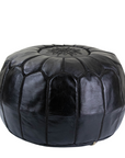 Moroccan Leather Pouffe Black