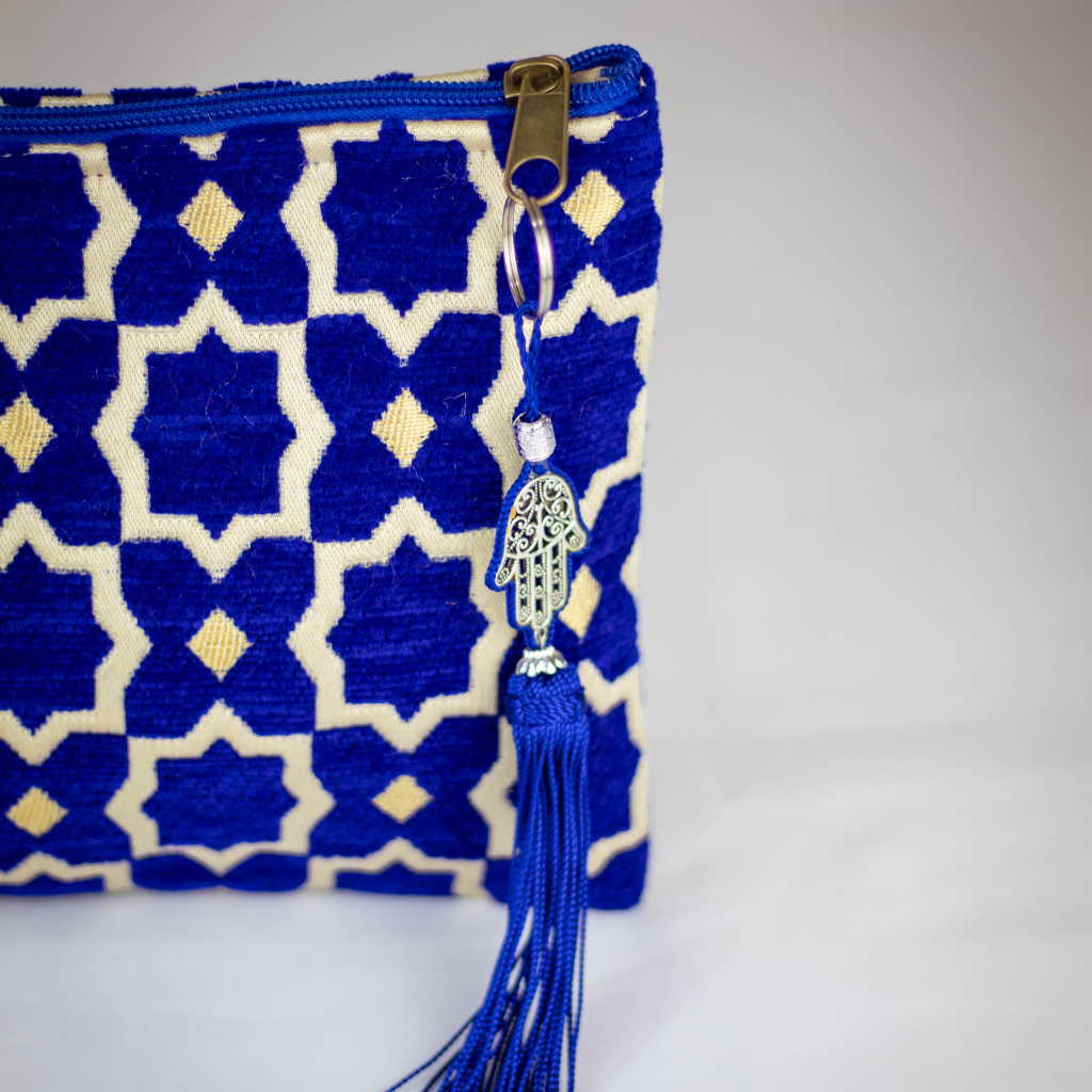 Tassel Clutch in Blue - Sleek Party Purse with Zip