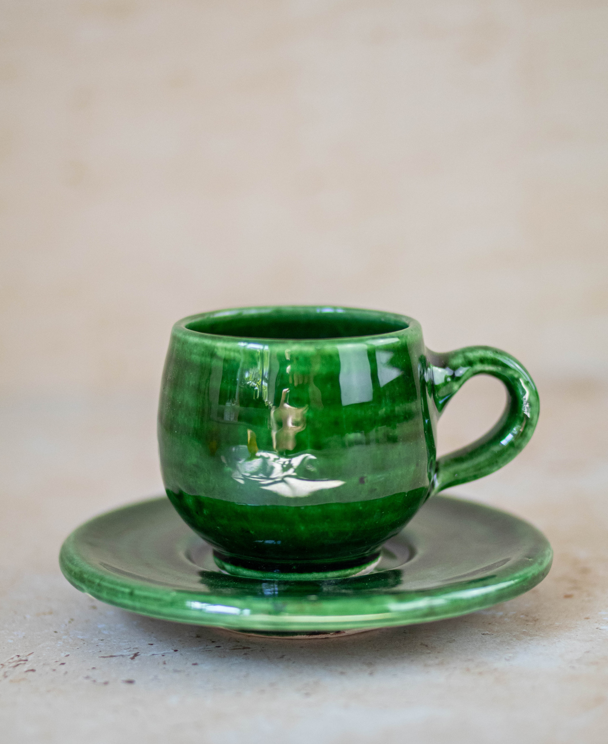 Tazekka Green Moroccan Ceramic Espresso Set