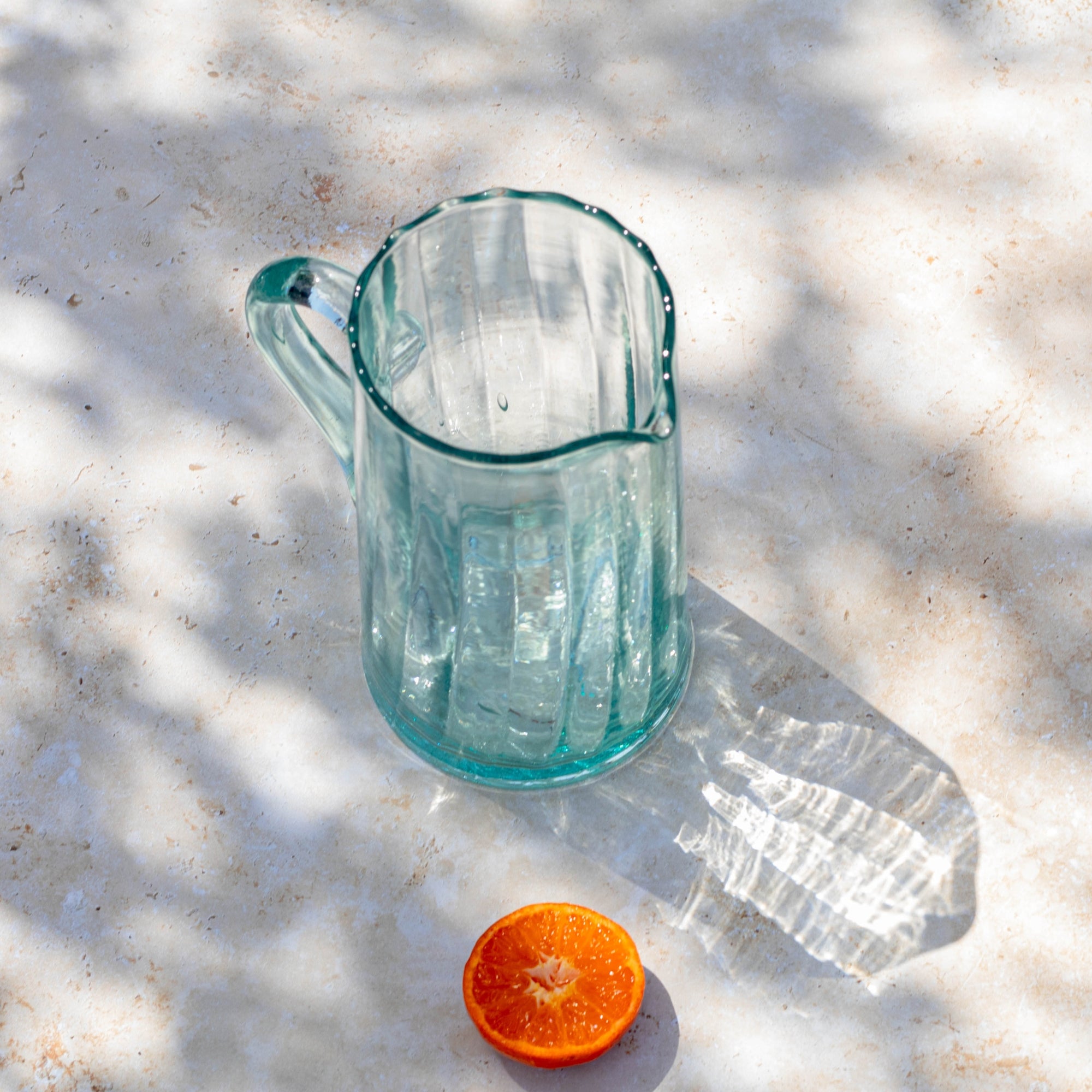 Beldi Water Jug – Handmade Moroccan Mouth-Blown Recycled Glass – 1L