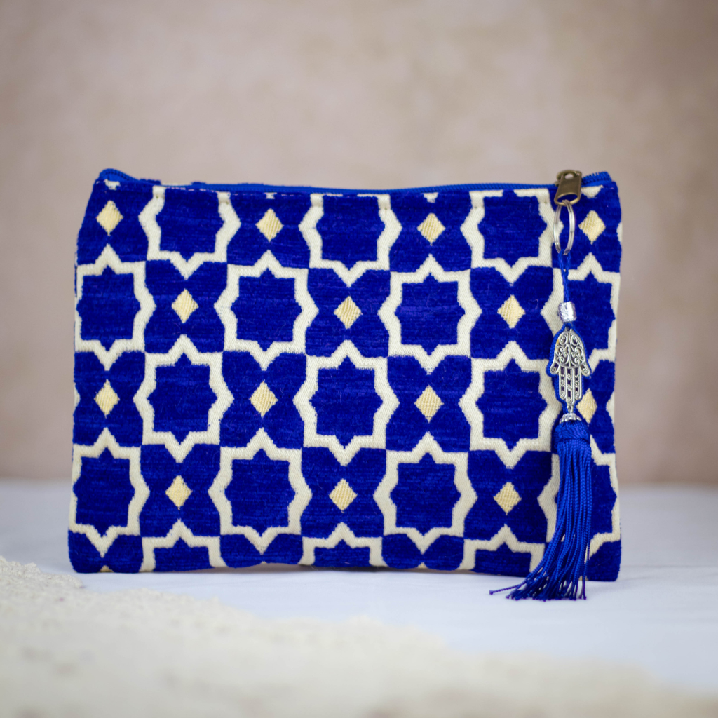 Tassel Clutch in Blue - Sleek Party Purse with Zip