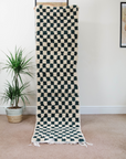 Moroccan Handmade Checkerboard Rug Runner - Checkered Rug Runners 238cm x 57cm (Chloe)