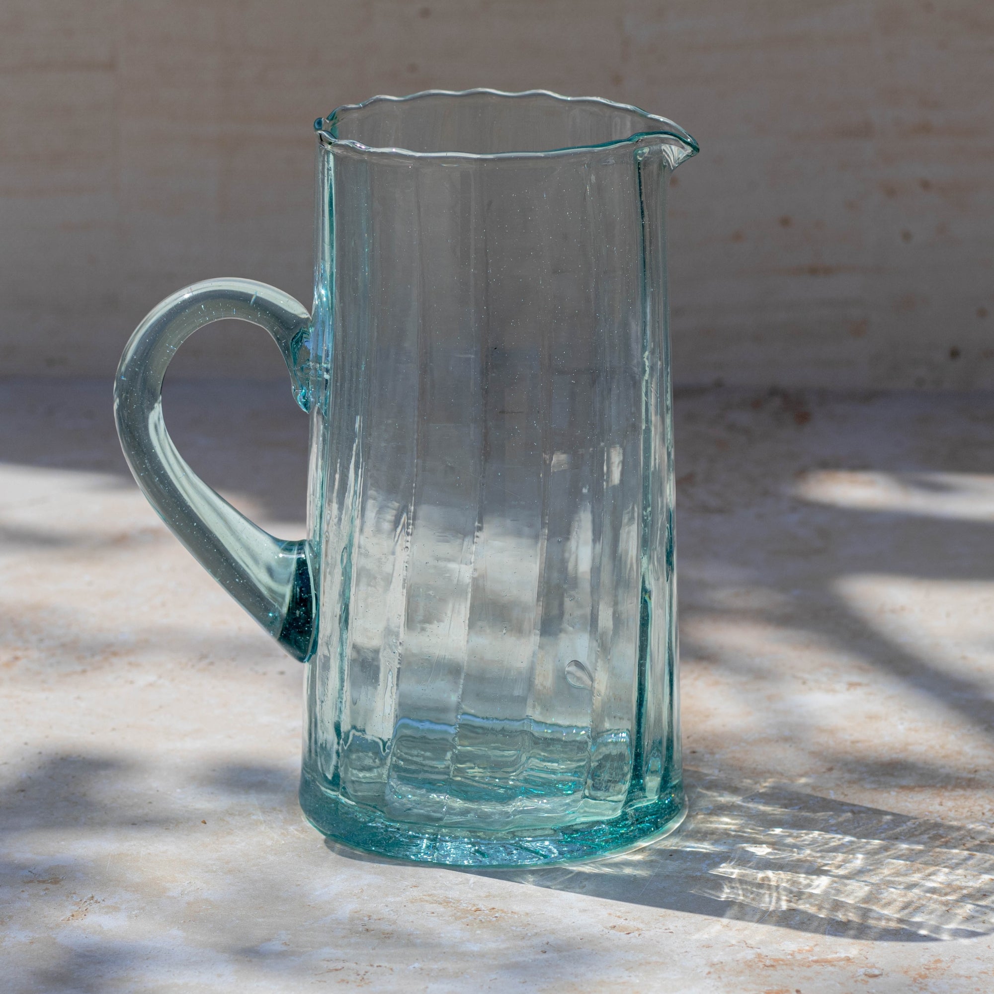 Beldi Water Jug – Handmade Moroccan Mouth-Blown Recycled Glass – 1L