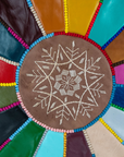 Moroccan Leather Pouffe Colourful