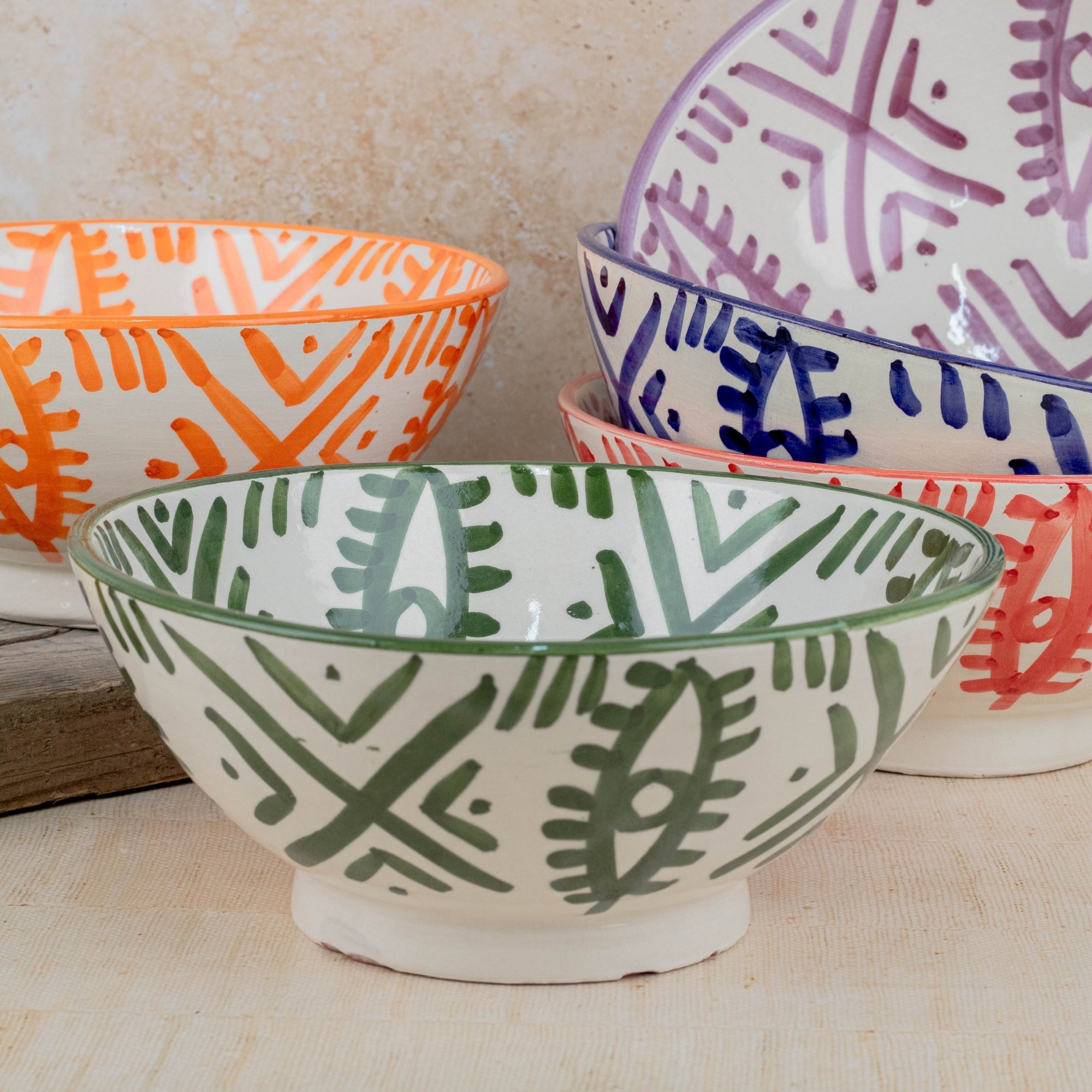 Berber Eye Pedestal Bowl | Handmade Moroccan Green
