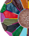 Moroccan Leather Pouffe Colourful