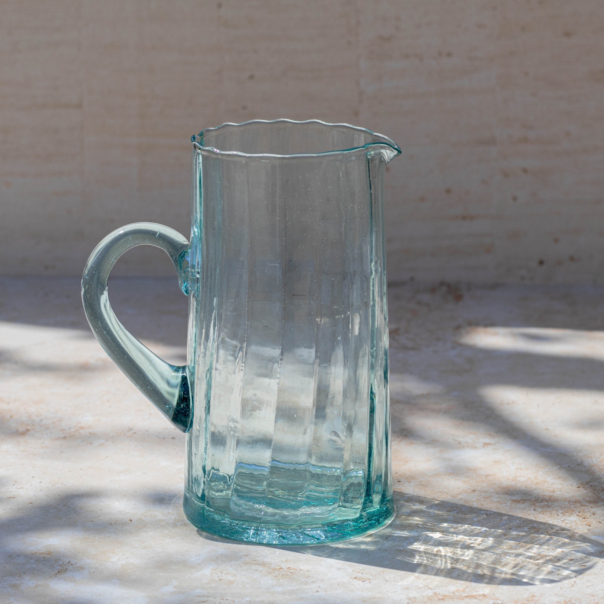 Beldi Water Jug – Handmade Moroccan Mouth-Blown Recycled Glass – 1L
