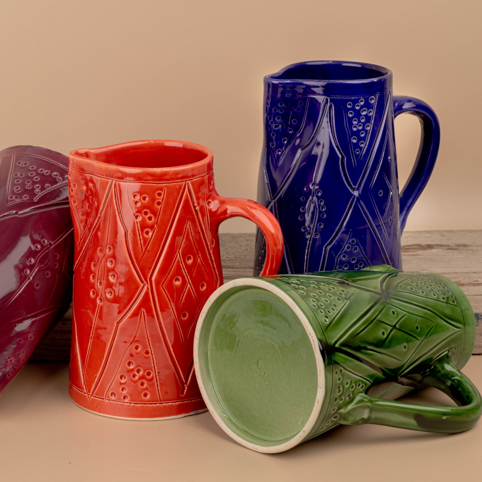 Handmade Moroccan Carved Pitcher - 